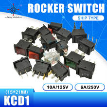 5PCS KCD1 15*21MM Switches 2pin 3Pin ON-OFF 6A 250V Rocker Switch Snap-in Power Switch ON-OFF-ON 3 Colors 2024 - buy cheap