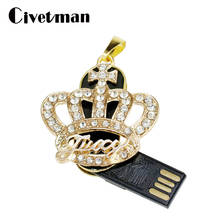 Luxury Crystal USB 2.0 Flash Drives 4GB 8GB 16GB 32GB 64GB 128GB 256GB Pendrive Crown Pendant USB Memory Stick Disk Pen Drive 2024 - buy cheap