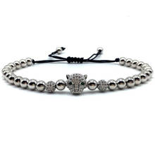 2020 Punk Leopard Head Charm Men Bracelet Pave Cubic Zirconia Adjustable Disco Ball Beads Bracelet For Men Women Jewelry Gift 2024 - buy cheap