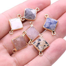 Conectores de piedra Natural para fabricación de joyas, colgantes de Aventurina Rosa sodalita, dijes de doble agujero, DIY, collar, pulseras, 16x22mm, 3 uds. 2024 - compra barato