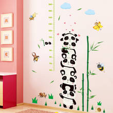 Pegatinas de altura de Panda encantador de dibujos animados, pegatinas de pared para dormitorio de niñas, Mural decorativo de pared para sala de estar, pegatinas extraíbles 2024 - compra barato