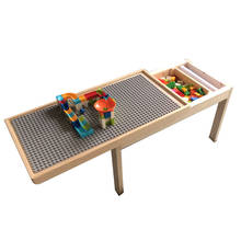 Mesa de bloques de construcción con diseño de dibujo para niños, escritorio de juguete multifuncional pulido redondeado, compatible con mesa de madera maciza 2024 - compra barato