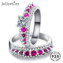 Jellystory Trendy Women Ring Simple Style 925 Sterling Silver Jewelry Pink Sapphire Gemstone Fashion Engagement Gifts Wholesale 2024 - buy cheap
