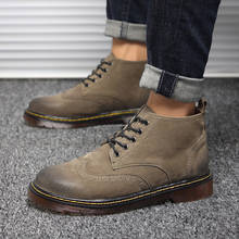 Mens Boots Fashion Casual Shoes Spring Autumn Lace-up Leather Shoes Flats Fashion Men Frock Shoe Martens Boot Plus Size 38-46 2024 - buy cheap