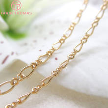 2 Meters Width 2.1MM 24K Champagne Gold Color Copper Figaro Chains Necklace Chains High Quality Diy Jewelry Findings Accessories 2024 - buy cheap