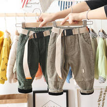 Boys Corduroy Pants 2019 Autumn and Winter Thick Baby Children's Trousers 2 3 4 5 6 7 8 Years Baby Plus Velvet Pants with Belt 2024 - buy cheap