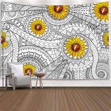 Simsant Black and White Tapestry Psychedelic Mountain Sun Art Wall Hanging Tapestries for Living Room Home Dorm Decor 2024 - buy cheap
