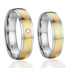 luxury custom titanium + 14k real gold couple wedding rings for men and women lover's alliance marriage jewelry finger ring 2024 - buy cheap