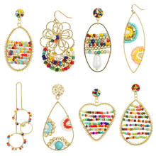 Dvacaman Bohemian Colorful Beaded Earrings Handmade Seed Beads Tassel Drop Dangle Earrings for Women Statement Jewelry Wholesale 2024 - buy cheap