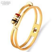 FYSARA Removable Round Circles Bangle Cuff Bracelets for Women Gold Color Stainless Steel Black White Red Enamel Bangles Jewelry 2024 - buy cheap