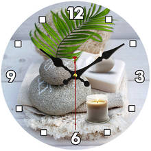 Reloj de pared de madera silencioso con piedra y vela Zen Hipster, pintura al óleo sin tic-tac, arte decorativo para el hogar, oficina y escuela 2024 - compra barato