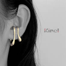 Kinel Europe and America Style Silver 925 Jewelry Ear Clip INS Minimalist Irregular lines Ear Buckle Ear Cuff without Piercing 2024 - buy cheap