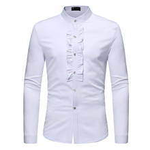 White Solid Full Sleeve Man Tuxedo Shirt African Style Tops Dashiki Bazin Riche Party Wear Traditional Tees Fashion Man Shirt 2024 - buy cheap