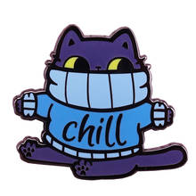 Blue Sweater Chill Cat Enamel Pin Cute Kitty Brooch 2024 - buy cheap