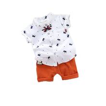 Conjunto duas peças de algodão para bebês, conjunto com 2 peças, roupas casuais para meninos e meninas, moda verão 2024 - compre barato