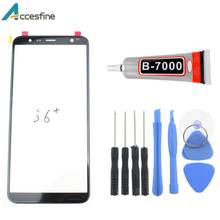 Kit de reposição de tela lcd para samsung galaxy, visor com touch screen, lentes de vidro frontal para samsung galaxy j4 j6 plus 2018, painel de vidro externo e cola b7000 2024 - compre barato