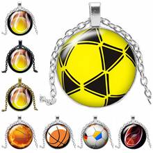 2019 nova quente criativo basquete logotipo colar presente vidro convexo redondo pingente colar moda jóias 2024 - compre barato