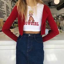 Women's Cowgirl Print Crop Tee Short Sleeve Crop T-shirt harajuku vintage clothes Y2K tops 2024 - buy cheap