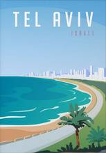 Retro Tel Aviv, Israel Travel Art print Silk poster Home Wall Decor 2024 - buy cheap