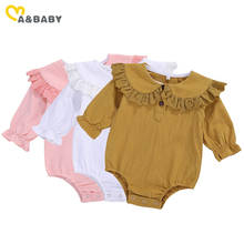 Ma & Baby/комбинезон с длинными рукавами для новорожденных девочек 0-24 месяцев, кружевной комбинезон с воротником «Питер Пэн», винтажные костюмы для малышей, осенняя одежда 2024 - купить недорого