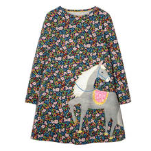 Vestido de manga larga con bordado de animales para niñas, ropa de princesa a rayas, para Otoño e Invierno 2024 - compra barato