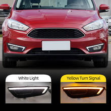 2PCS LED DRL For Ford Focus 2015 2016 2017 2018 Yellow Turn signal daytime running lights fog lamps cover 2024 - buy cheap