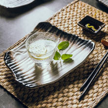 Креативная керамическая тарелка для суши, плоская тарелка неправильной формы в японском стиле, черная тарелка для завтрака, домашняя тарелка для посуды, десертная тарелка 2024 - купить недорого