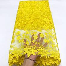 Tela de red de malla bordada para mujer, encajes de tul de guipur nigeriano indio para vestido de novia elegante, costura, color amarillo, estilo de moda, 2020 2024 - compra barato