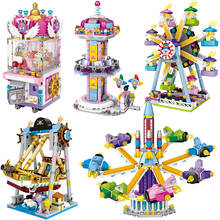 LOZ Mini Blocks Pink Whirligig Sets Model Building Kids Toys Girls Moc Creator Amusement Park Sky Ferris Wheel Pirate Ship Ride 2024 - buy cheap