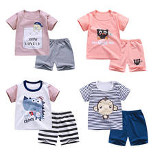 Cotton Summer Baby Boys Clothes Children Soft Shorts Suit T-shirt Todder Kids Dinosaur Girls Cartoon Cute Clothes Sets Pants 2024 - купить недорого