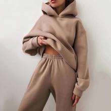 Two Piece Casual Tracksuit Women's Sets Long Sleeve Sweatshirt Warm Women Solid Color Hoodie Pants Outfit Autumn women clothing 2024 - buy cheap