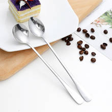 Cuchara de acero inoxidable de estilo coreano, accesorios de cocina de mango largo para helado, café, postre, té, cuchara agitadora 2024 - compra barato