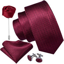 Мужской галстук, набор, красный, новинка, свадебная шелковая брошь галстук, платок, запонка, набор, модный, дизайнерский, Барри, Ван, галстук для мужчин, подарок жениху 2024 - купить недорого