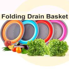 Round Drain Basket Folding Fruit Basket Telescopic Washing Basket Kitchen And Fruit And Vegetable Drain Basket kitchen Tools 2024 - buy cheap