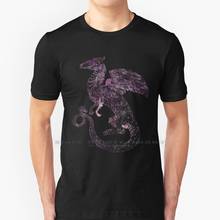 Amethyst Crystal Dragon T Shirt 100% Pure Cotton Tinglyfish Blackwork Ink Inktober Fire Textures Magical Cool Trend Animal 2024 - buy cheap