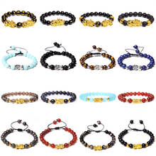 Elastic Braid Jewelry Handmade Bracelets Men Natural Agat Stone Bangle Women Pixiu Charm 8-12 mm Motte Beads Fengshui Bracelet 2024 - buy cheap