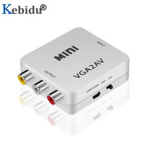 Kebidu-conversor mini vga para av, adaptador com suporte para conversor de pc para tv hd 1080p vga2av rca, computador para tv hd 2024 - compre barato