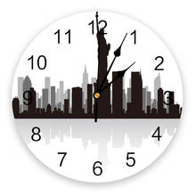 Relógio de parede moderno para decoração de casa, relógio redondo, preto e branco, sala de estar, negócios e cidade 2024 - compre barato