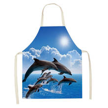 Dolphin Image-delantal de cocina para hombre y mujer, delantal de estilo nórdico, para café, Maestro 2024 - compra barato