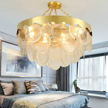 Luminária pendente moderna de luxo, com lâmpadas led redondas, luminária de metal, candelabro com folha de vidro 2024 - compre barato
