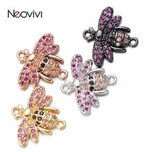 Neovivi Purple Wing CZ Insect Charm for Jewelry Making Micro Pave Colorful Zircon Charms Women Handmade Bee Bracelet DIY Bead 2024 - buy cheap