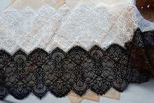 7" Wide Vintage Scalloped Trim With Eyelash Border Lingerie Lace Alice Cape Veils Black/Off White 3 Yards Long 2024 - buy cheap