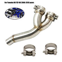 Motorcycle Exhaust Mid Pipe For Yamaha YZFR6 R6 2006-2019 2010 2011 2012 2013 2014 2015 2016 2017 2018 Stainless Steel Link Pipe 2024 - buy cheap