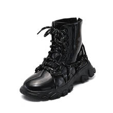 Детская обувь, новые зимние ботинки для девочек, хлопковые кожаные детские ботинки Martin, Теплые повседневные демисезонные детские ботинки 2024 - купить недорого