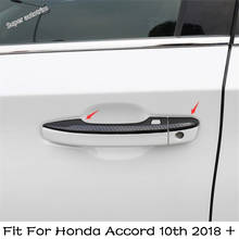 Lapetus Accessories Exterior Outside Door Doorknob Handle Cover Trim Chrome For Honda Accord 10th 2018 - 2022 Carbon Fiber ABS 2024 - buy cheap
