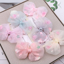 handmade Chiffon Lace Fabric Ribbon Knot Bow Patch sticker with stars  Girl Hair jewelry DIY Ornament Accessories 10pcs 8*12cm 2024 - buy cheap