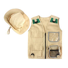 Kid's Khaki Cargo Vest and Hat Backyard Safari Costume for 3-7 Year Olds 2024 - buy cheap
