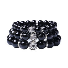 Black Natural Obsidian Stone Beaded Bracelets Fengshui Tibetan-Silver Pixiu Bracelet for Men Women Wristband Bracelet Jewelry 2024 - buy cheap