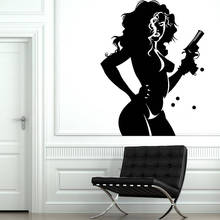 Sexy Girl Wall Decal For Bedroom Naked Woman Female With Gun Weapon Vinyl Wall Stickers For Living Room Self-adhesive W729 2024 - buy cheap