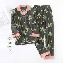 Хлопковая пижама Fdfklak, Женский хлопковый пижамный комплект, новая женская пижама, одежда для сна, весна-осень, ночной костюм с длинным рукавом, домашняя одежда 2024 - купить недорого